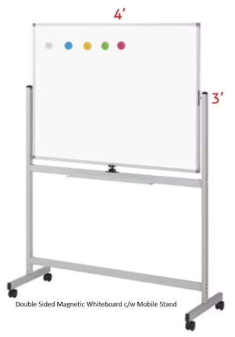 Magnetic whiteboard double sided with portable stand set aluminium frame 3" (H) x 4" (W)