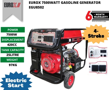 EUROX 7500Watt 420CC 4-Stroke Gasoline Generator EGU8502 - Electric Start Portable generator set 7000W-Civil