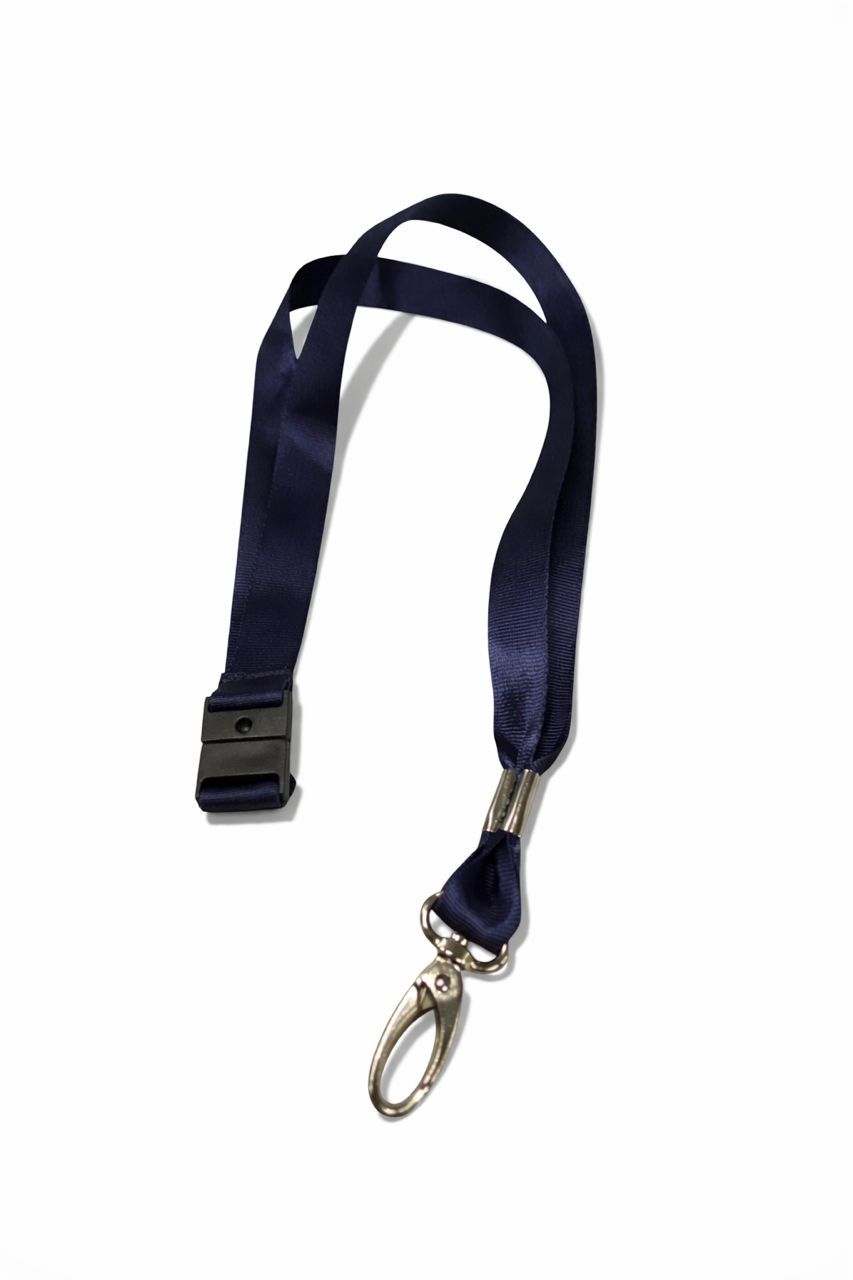 Lanyard (Nylon) 15mm Navy Blue with Safety Buckle