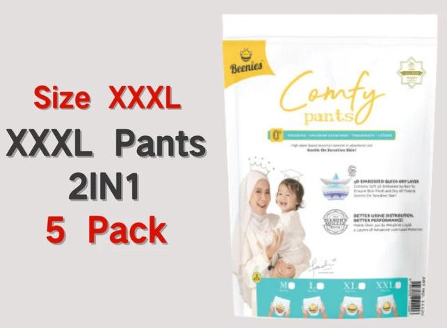 Beenies Comfy Pants / Carefy Tape Disposable Baby Diapers Trial Pack 4in1 /3in1 -  5 pack 5 pk 11124 XXXL pant SL-11120-11123-11130-11134-KK