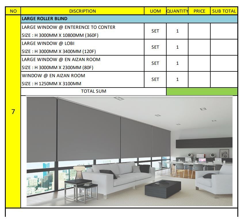 LARGE SIZE ROLLER BLIND - SET