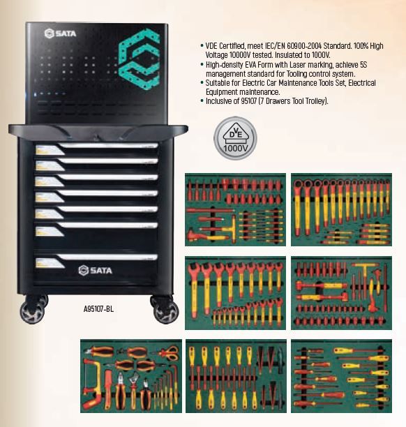 09937V7 - 166 PCS ELECTRICAL AUTOMOTIVE TOOL TROLLEY SET