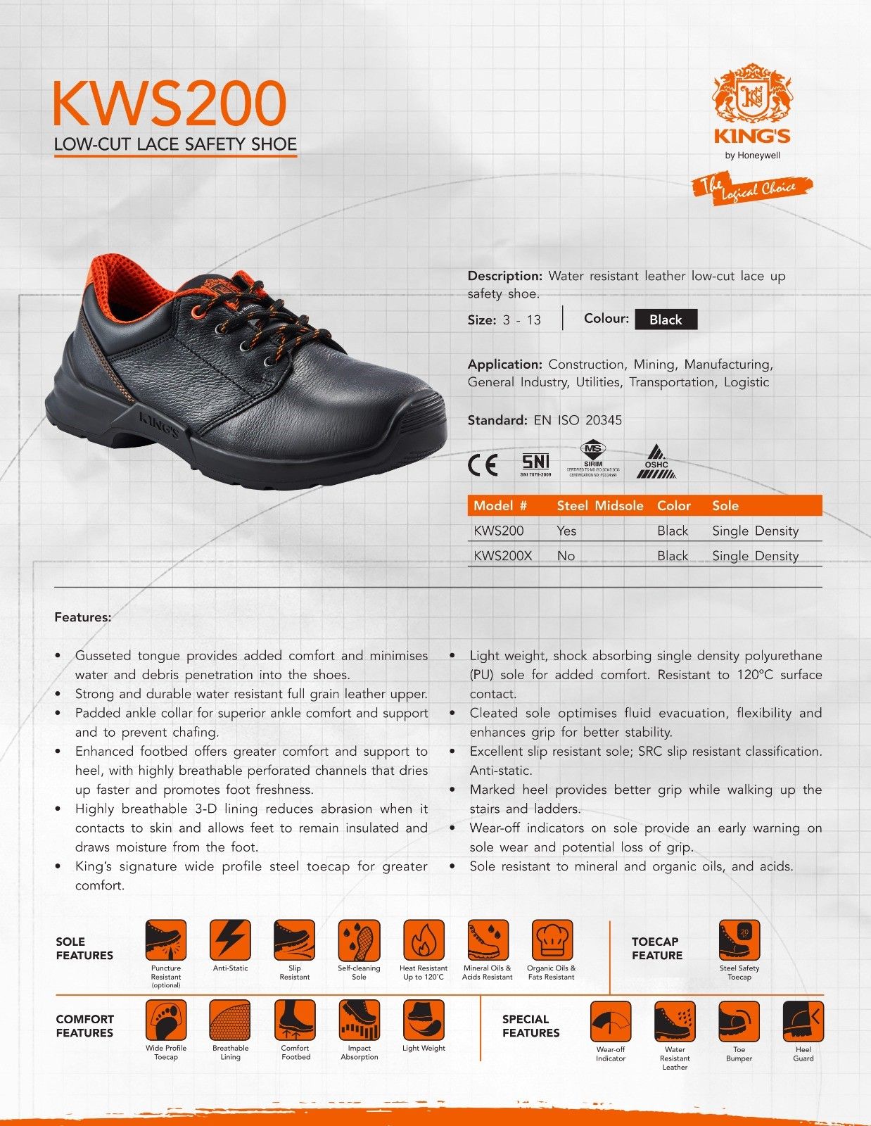 King's *King's KWS 200 Leather Safety Shoe