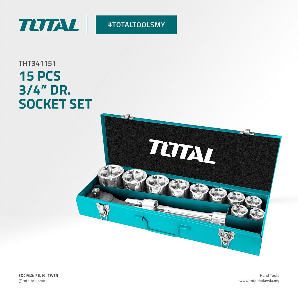 TOTAL SOCKET SET (3/4"/15 PCS) THT341151