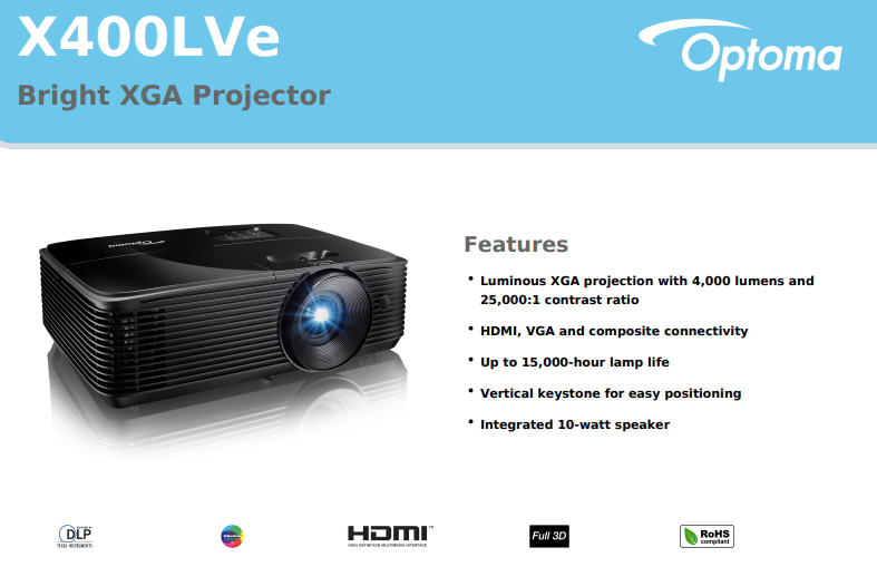 OPTOMA X400L VE BRIGHT XGA PROJECTOR / PROJECTOR / OPTOMA /