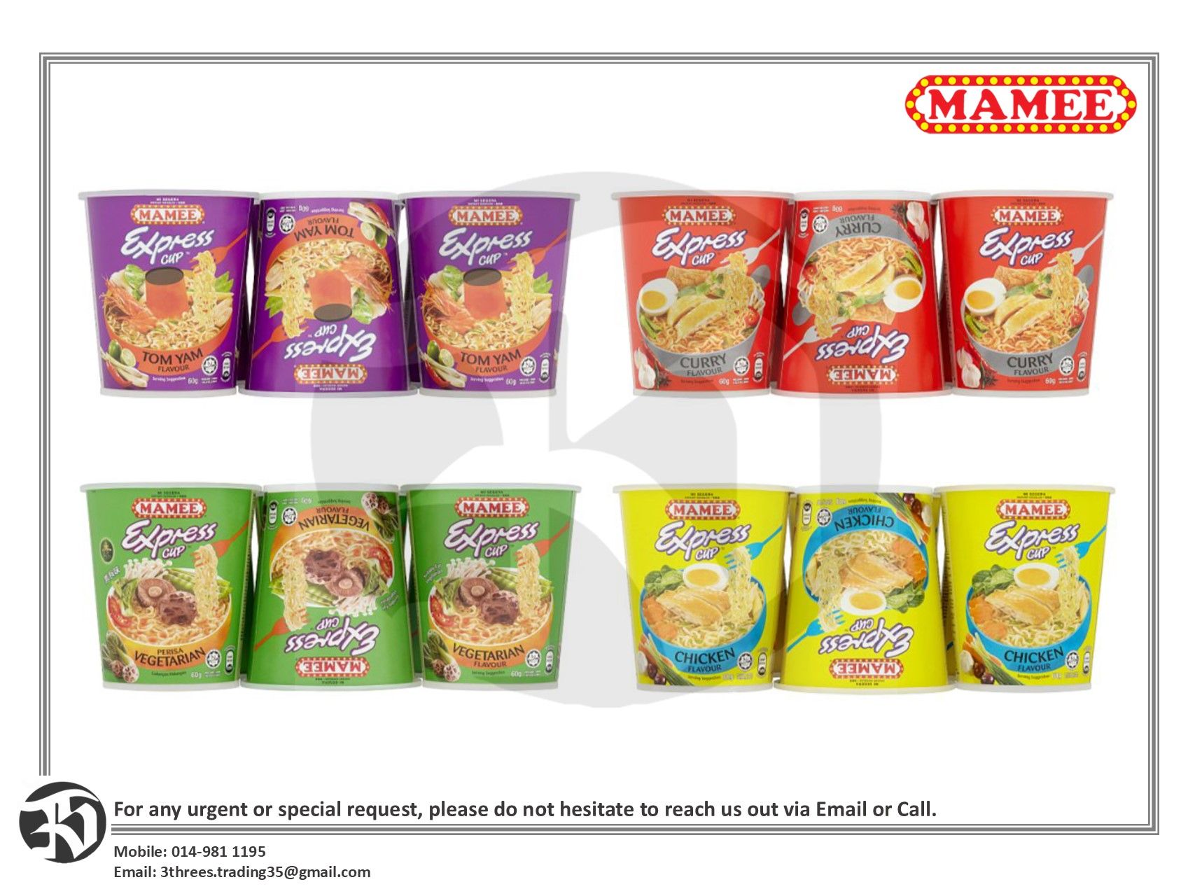 Mamee Express Cup Instant Noodles - Assorted Flavour (6s)