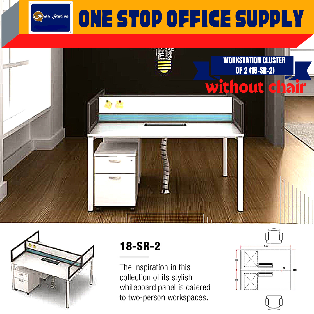 VS WORKSTATION SET CLUSTER OF 2 (WITHOUT CHAIR) -( 18-SR-2 ) / WORKSTATION / 18-SYSTEM / CLUSTER OF 2 / 18-SR-2 / TABLE TOP PANEL / OFFICE TABLE / 2 SEAT / OFFICE TABLE WITH PARTITION