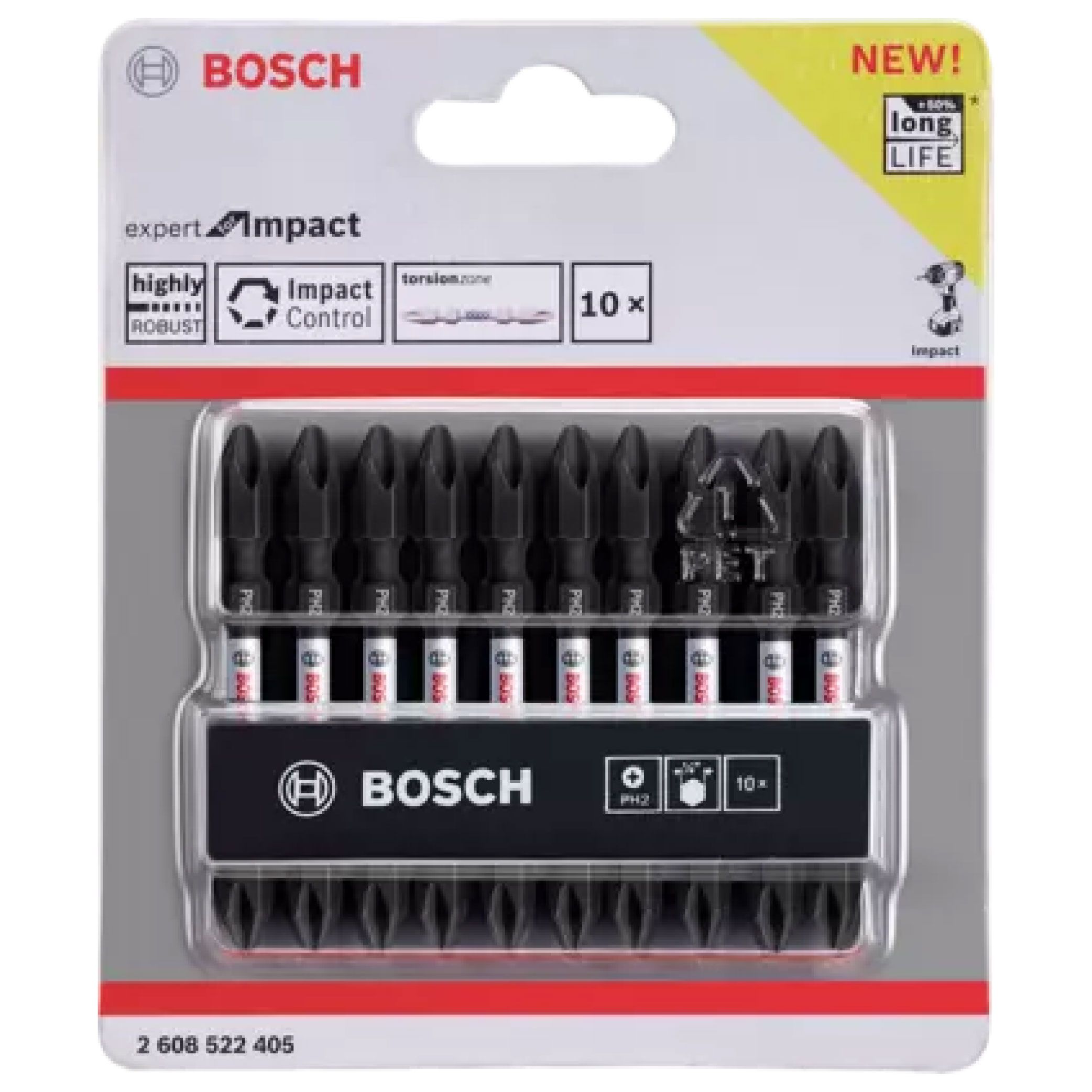 BOSCH IMPACT SCREWDRIVER BIT 65MM (10 PCS/PACK) – 2608522405