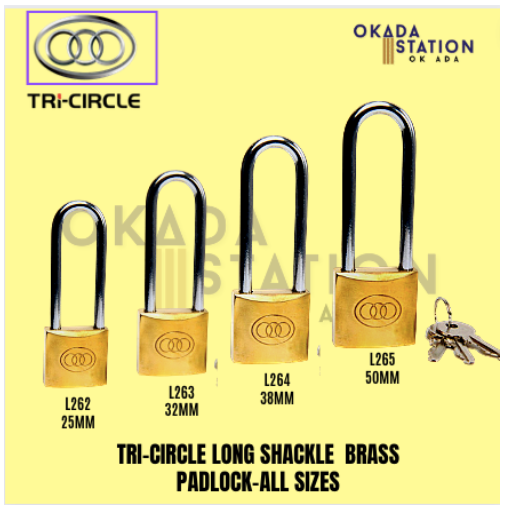 Tri-Circle Long Shackle Padlock -25MM ORIGINAL / Tri-Circle / Padlock / PAD LOCK /25mm
