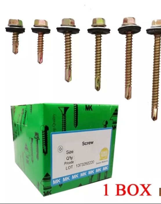 Hex Self Drilling Screw Skru Bumbung #10 x 3/4", 1", 1-1/2", 2", 2-1/2", 3" Skru Atap