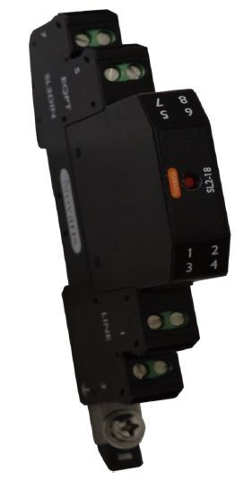 Signal Surge Protector, 18VDC, 500mA, 20kA, Indicator, 1 Pair c/w Base and alarm output SL2-18