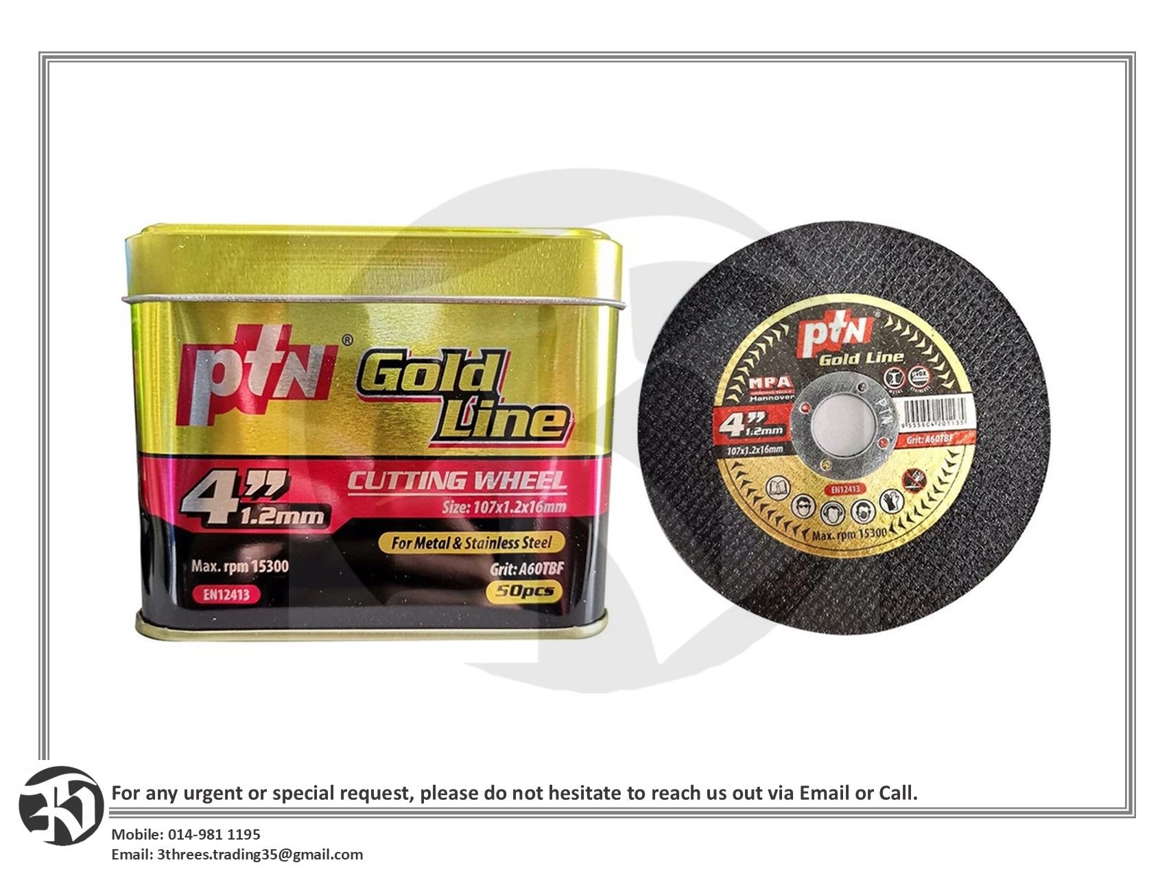 PTN Gold Line Cutting Wheel/Cutting Disc 4" 50pcs