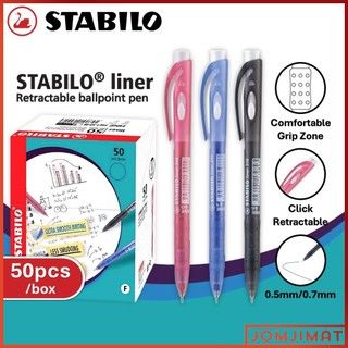 STABILO LINER 348 Ballpoint Pen, Fine(0.7mm)/X-Fine(0.5mm), 50's/box