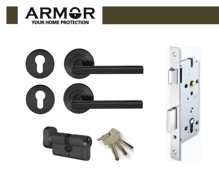 ARMOR ALH-6002 Black Lever Handle Mortise Lock Set