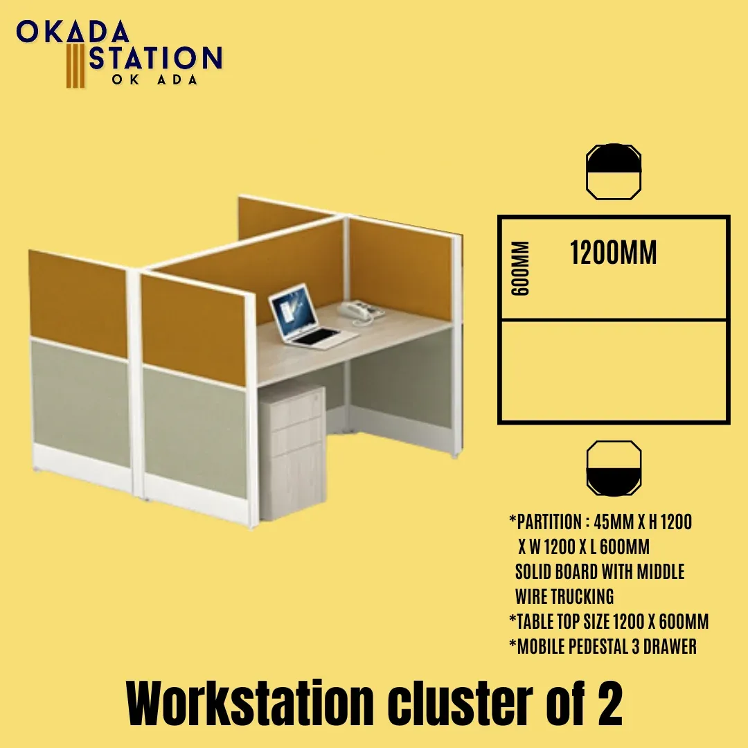 OFFICE TABLE WORKSTATION CLUSTER OF 2 / WORKSTATION / CLUSTER OF 2 / OFFICE FURNITURE / 2 SEAT / OFFICE WORKSTATION
