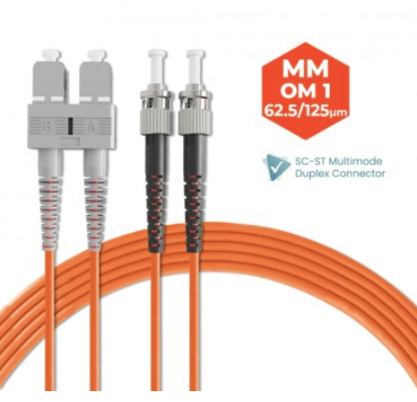 SC-ST 62.5/125 OM1 MULTIMODE DUPLEX FIBER OPTIC PATCH CABLE 3M 5M 10M 15M