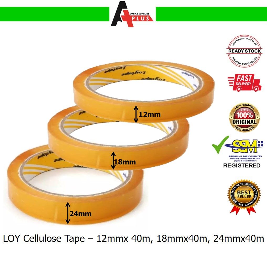 LOY Cellulose Tape / Pita Lutsinar - 12mmx40m, 18mmx40m, 24mmx40m
