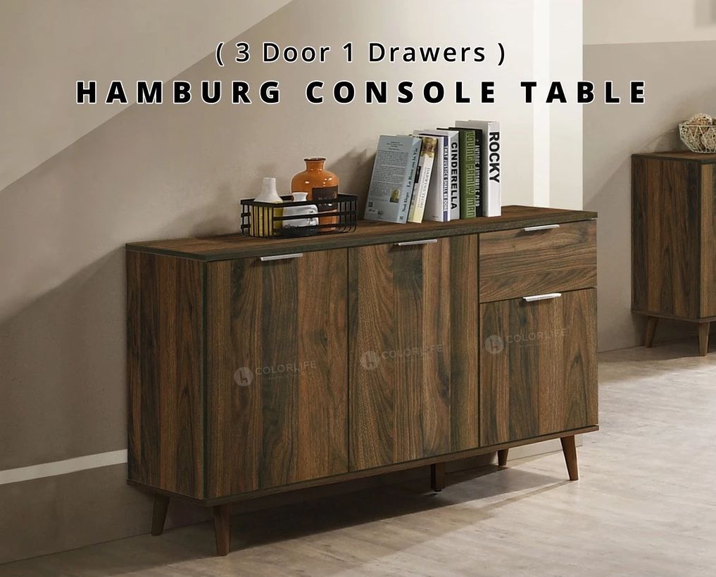 Hamburg 3 Door 1 Drawer Console Table/Multi function with 4 Compartment