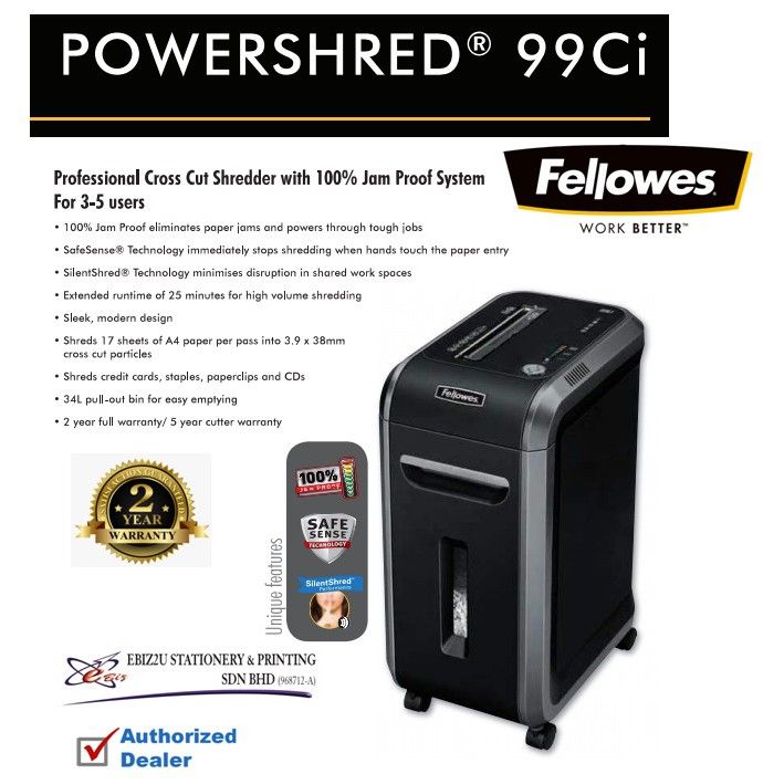 FELLOWES 99Ci Paper Shredder (Cross Cut) - 18 sheets 34 liters