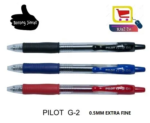 Pilot G2 Gel Pen 0.5mm/ 0.7mm/ 1.0mm RTSB Black/Blue/Red