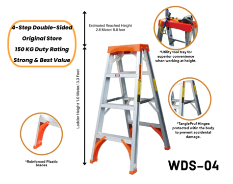 Winner 4-Step Aluminium Double-Sided TanglePruf™ Ladder 150 Kg Duty