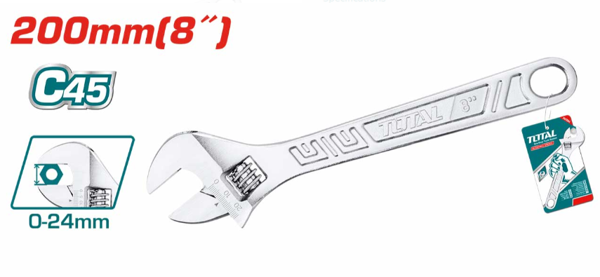 TOTAL ADJUSTABLE WRENCH (8"/10"/12"/0MM-35MM MAXIMUM) THT101083/THT1010103/THT1010123