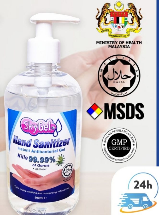 Hand sanitizer sky gel, instant anti bacterial gel 500ml (KKM approve)