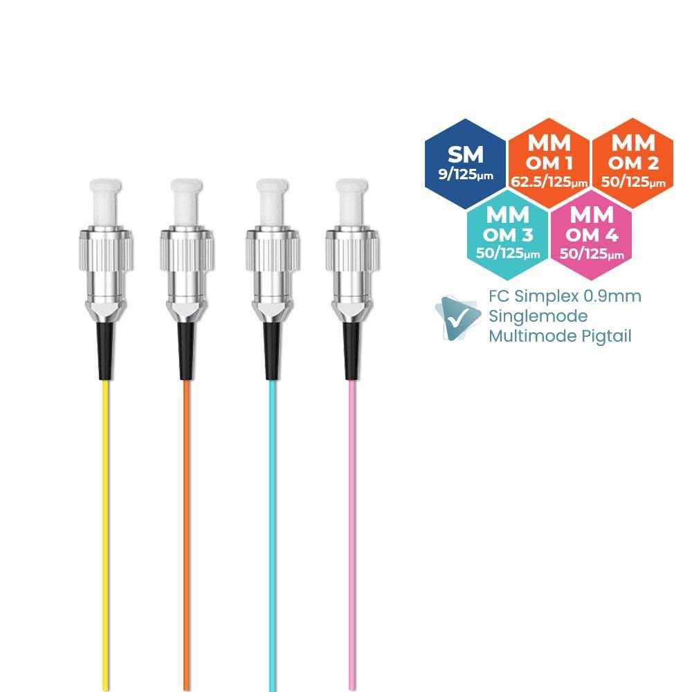 FC SIMPLEX SINGLEMODE MULTIMODE FIBER OPTIC PIGTAIL 1METER