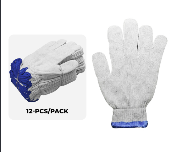 12pr ACG106-600gm/10Gauge White AWE Cotton Glove