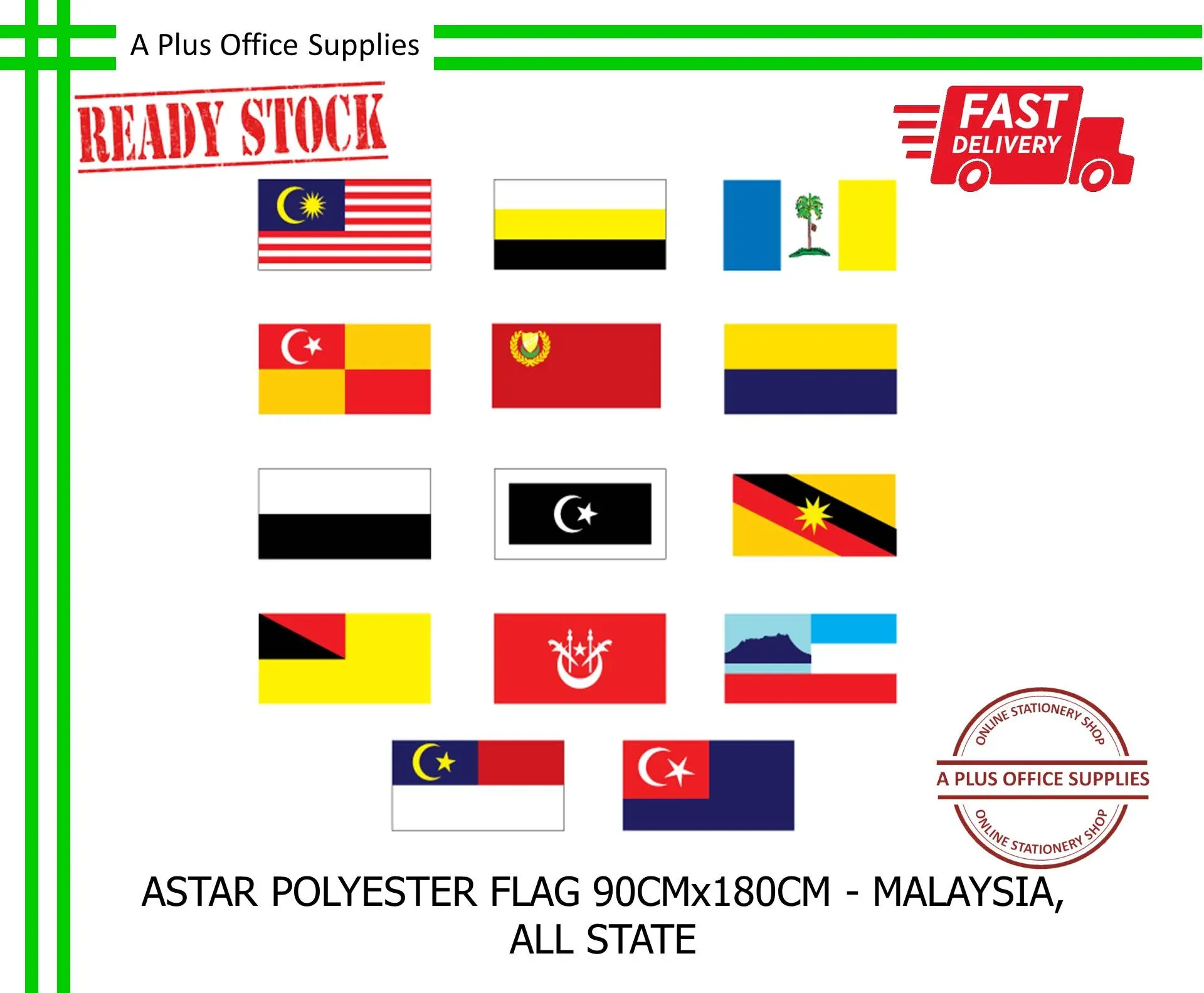 ASTAR Polyester Flag AF-36 90cm x 180cm / Bendera Polyester - Malaysia and All State