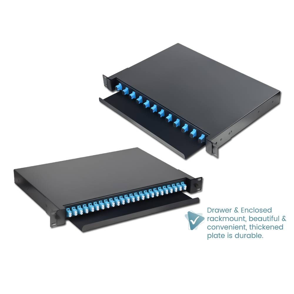 12 / 24 PORT SC / LC DRAWER TYPE RACKMOUNT FIBER TERMINATION PATCH PANEL BOX