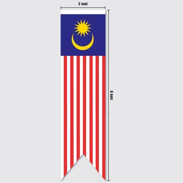 Bendera Malaysia 2' x 8' ( 60cm x 240cm ) - polymesh material