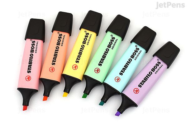 Stabilo Boss Highlighter Pastel color ( 10pcs/box) - pink, orange, yellow, green, blue, purple