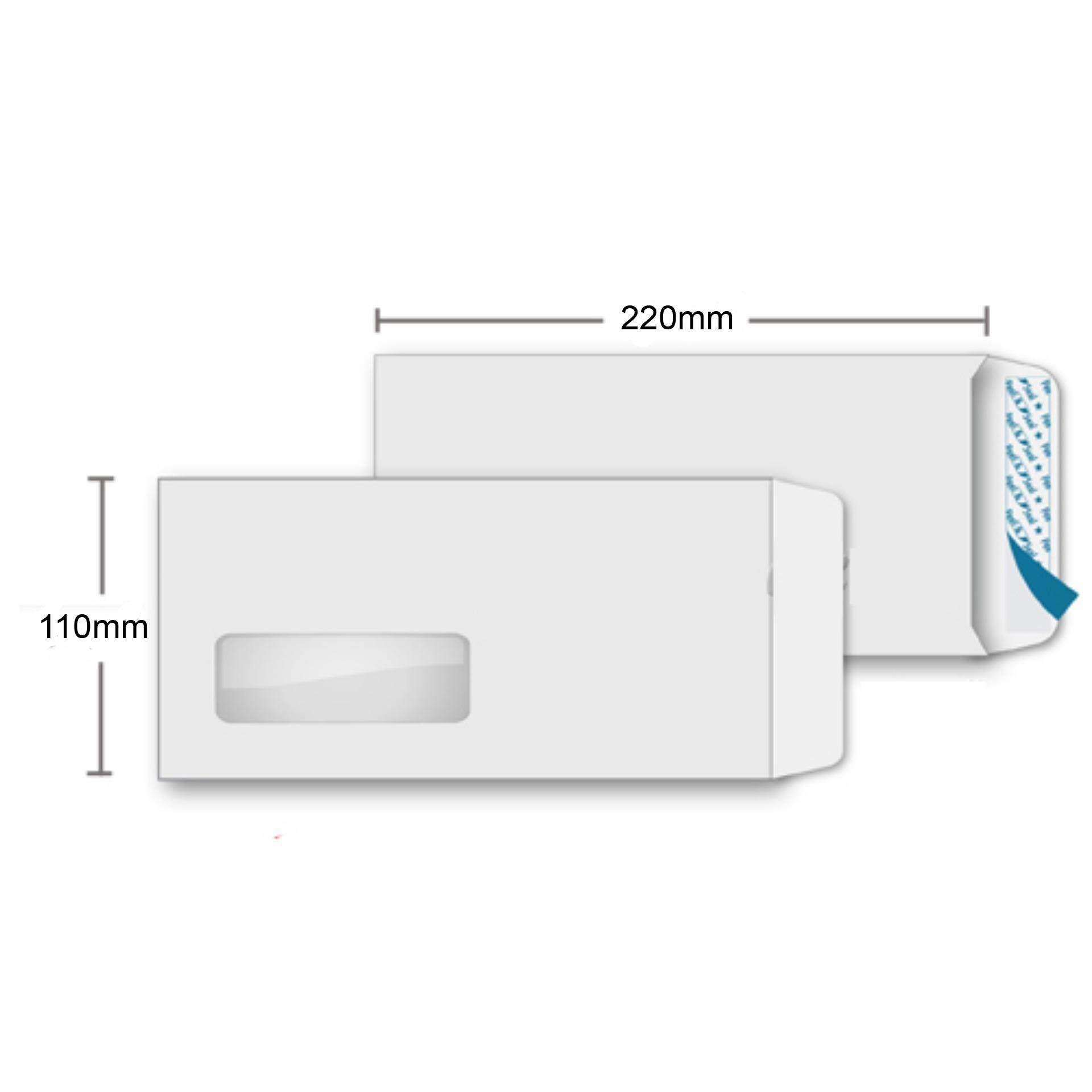 110MM X 220MM WHITE WINDOW ENVELOPE