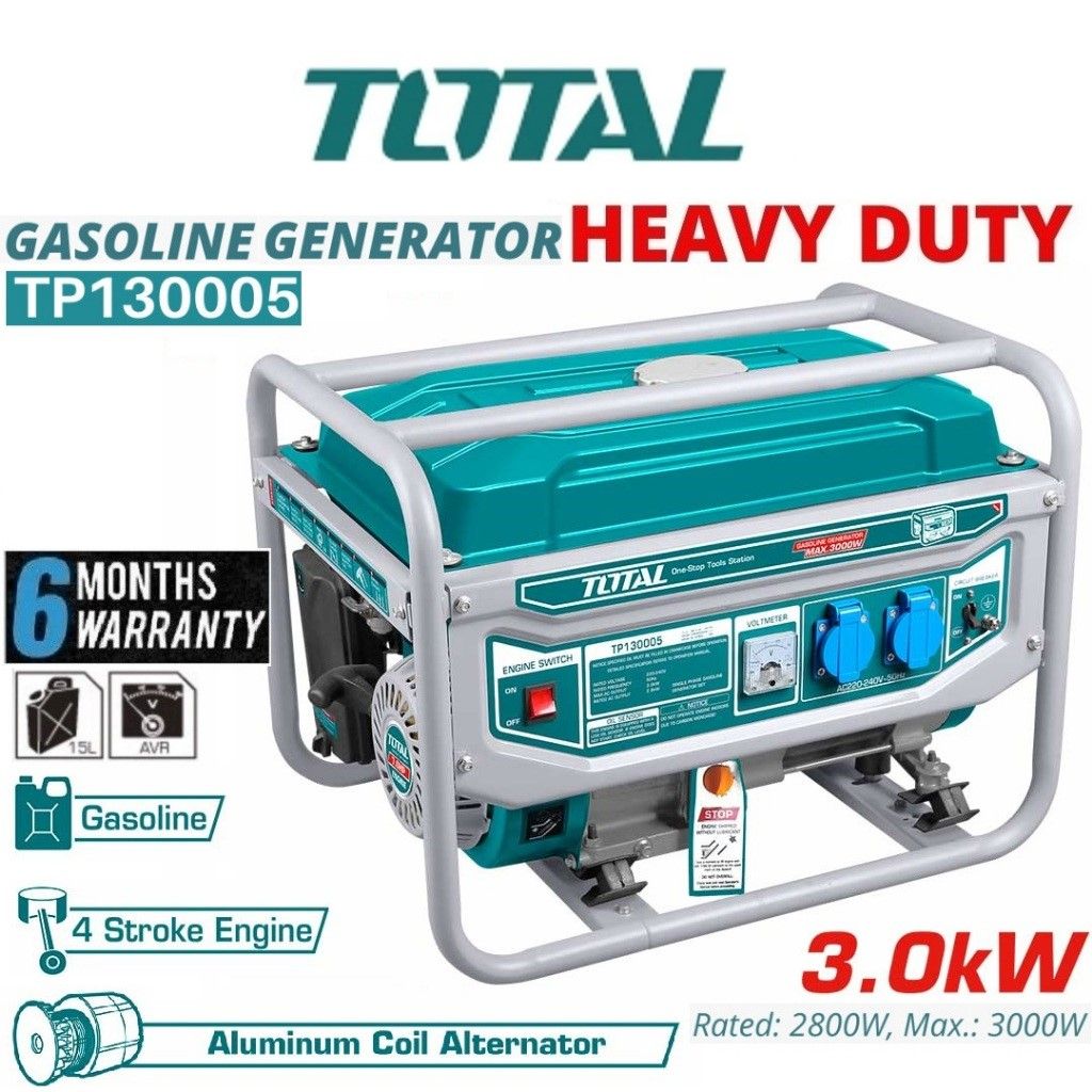 TOTAL Gasoline Generator 3000W TP130005 4-Stroke
