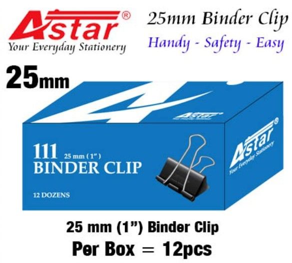 Astar Binder Clip 111 25mm 12 pieces