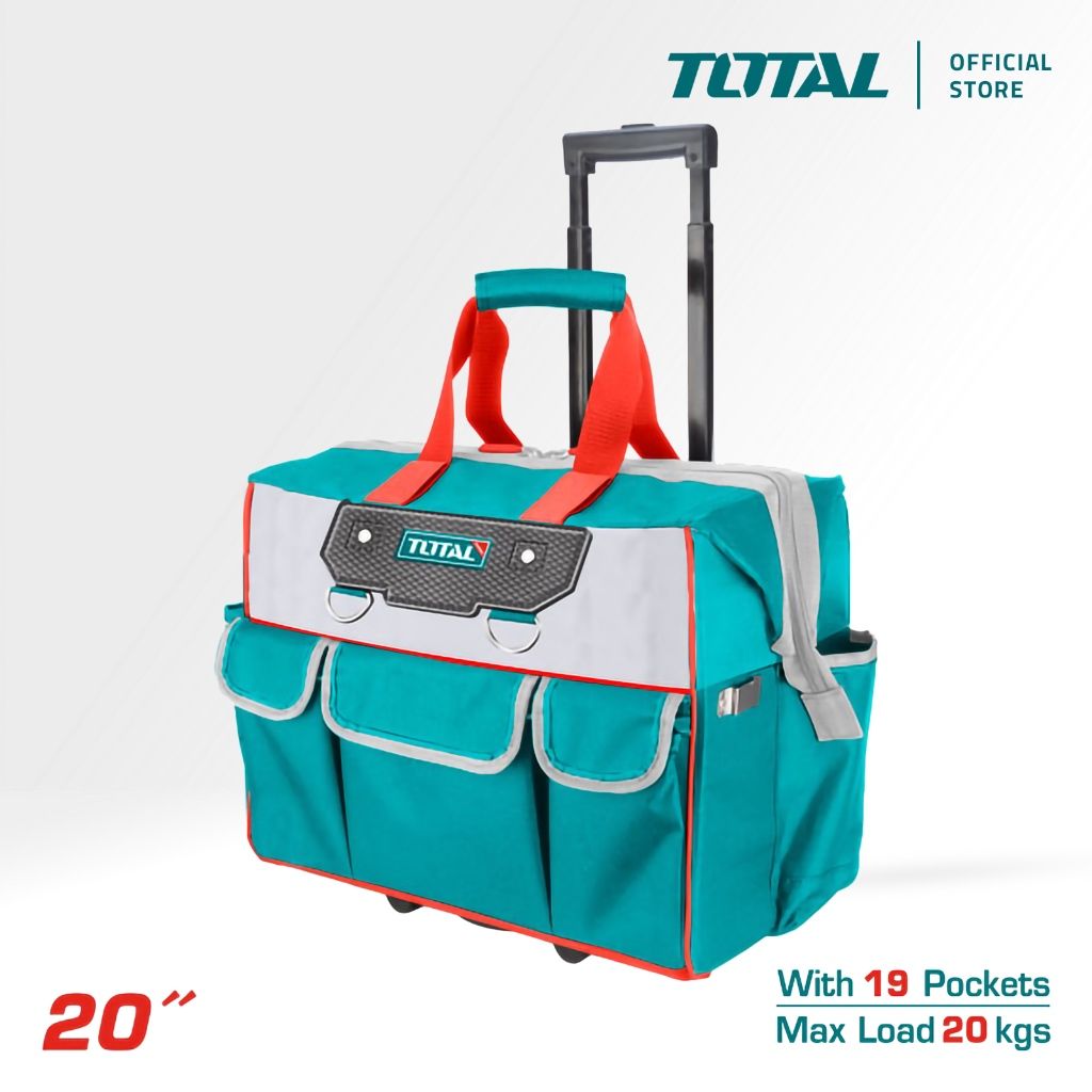 TOTAL ROLLING RIGID TOOL BAG (20") WHEELS WITH TELESCOPIC PULL HANDLE + 19 POCKETS (MAX LOAD 20KG) THRRTB2012