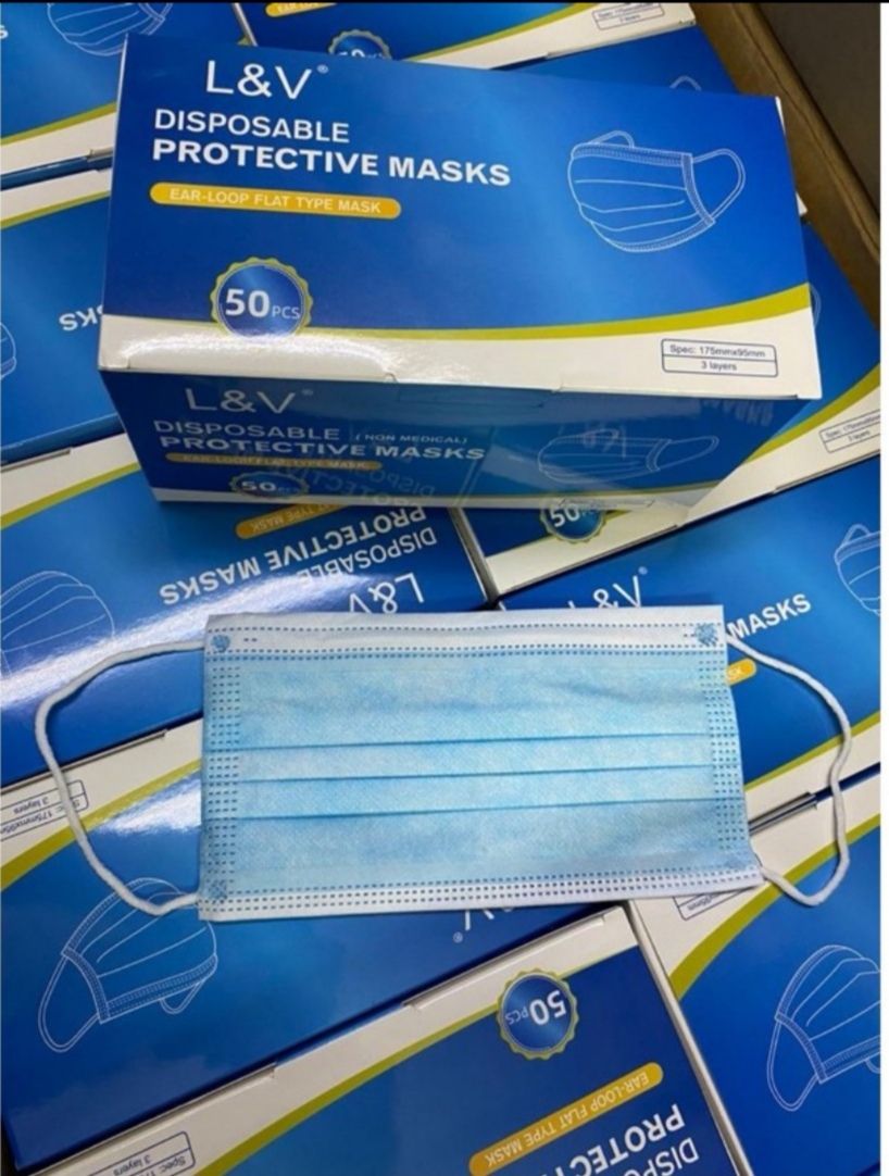L&V Face Mask 3Ply - Protective Mask 50pcs