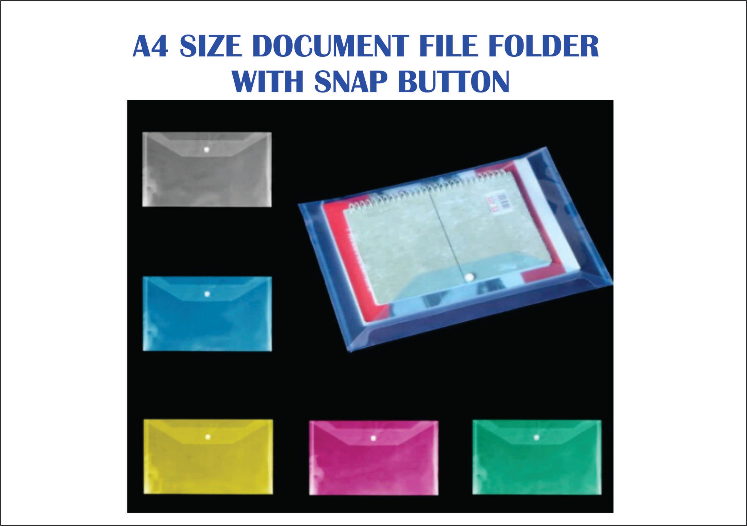 A4 BUTTON Clear File Folder/ Document File -5 colors (Clear/ Blue/Yellow/Green/Red ) Ocha A4 BUTTON Clear File Folder/ Document File -5 colors (Clear/ Blue/Yellow/Green/Red )