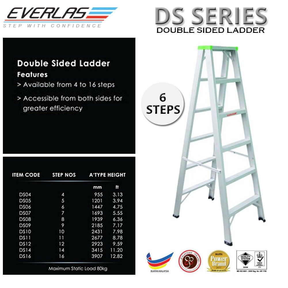 Aluminium Ladder Everlas 6 step single Sided