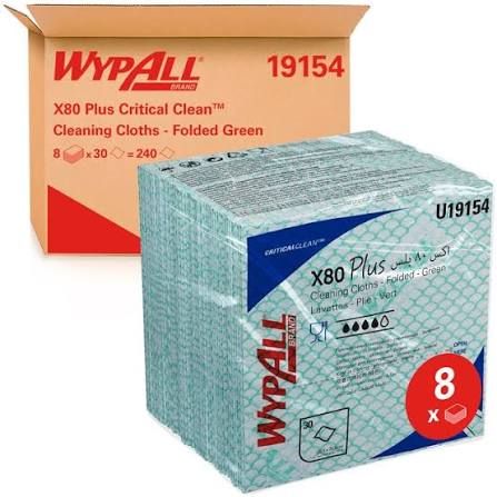 WypAll® X80 Plus Critical Clean™ Cloths Color Coded Wipes, 8 Packs x 30 Quarter Fold