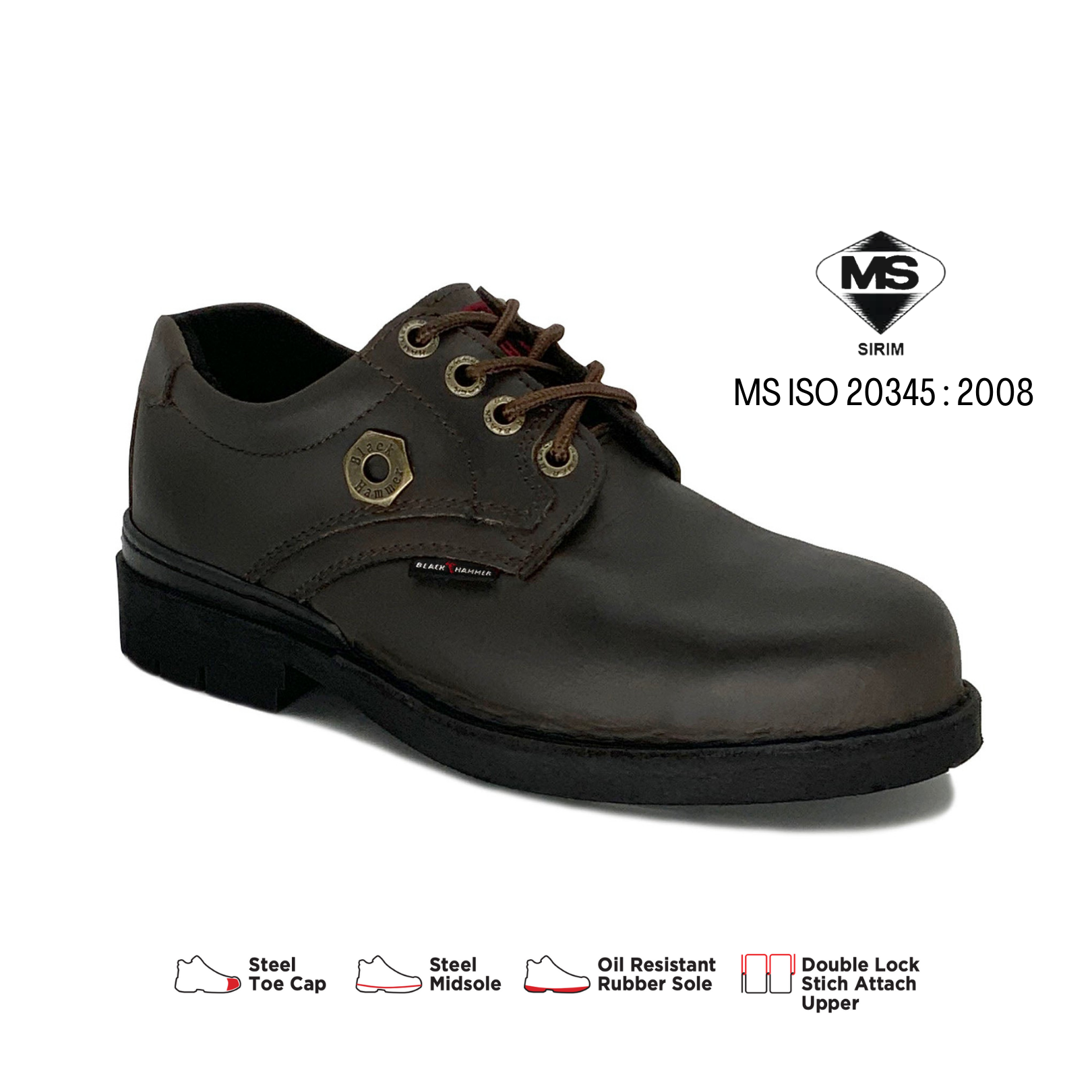 [DOSH/SIRIM CERTIFIED] BLACK HAMMER 4000 SERIES LOW CUT LACE UP SAFETY SHOES
