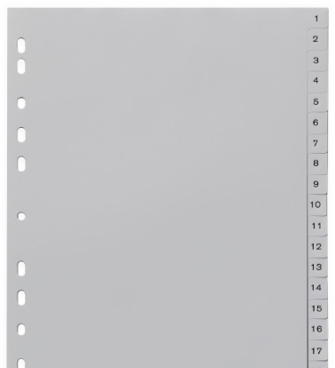 INDEX DIVIDER 1-20 GREY