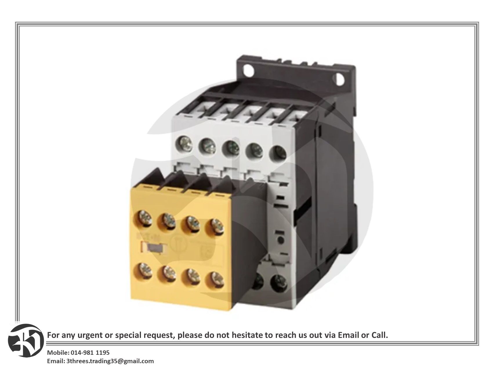 Eaton DILMS 3 Pole Safety Contactor - 7 A, 230 V ac @ 50 Hz, 240 V ac @ 60 Hz Coil, 3NO