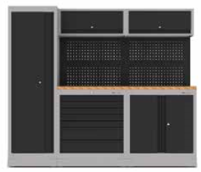 JONNESWAY 92" PROFESSIONAL ORGANIZED STORAGE MODULES/WOOD TABLETOP