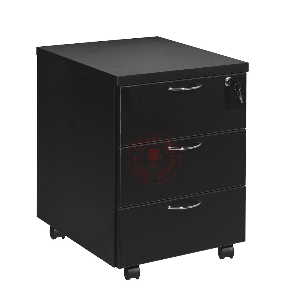 OEM Mobile Pedestal 3 Drawers with Lock Black