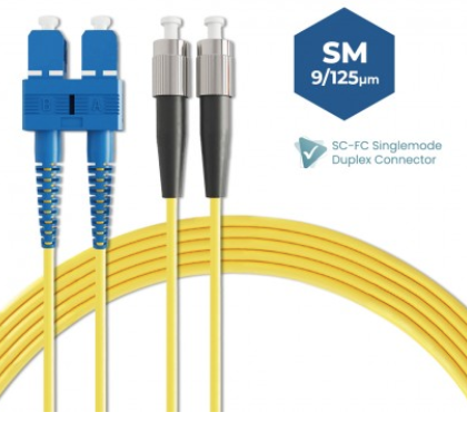 SC-FC 9/125 SINGLEMODE DUPLEX FIBER OPTIC PATCH CABLE 3M 5M 10M