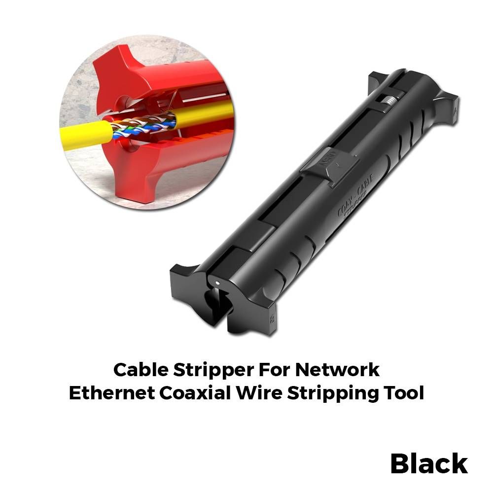 CABLE STRIPPER FOR NETWORK ETHERNET COAXIAL USB INSULATION JACKET ELECTRICAL WIRES STRIPPING TOOL PLIER BLADES (BLACK)