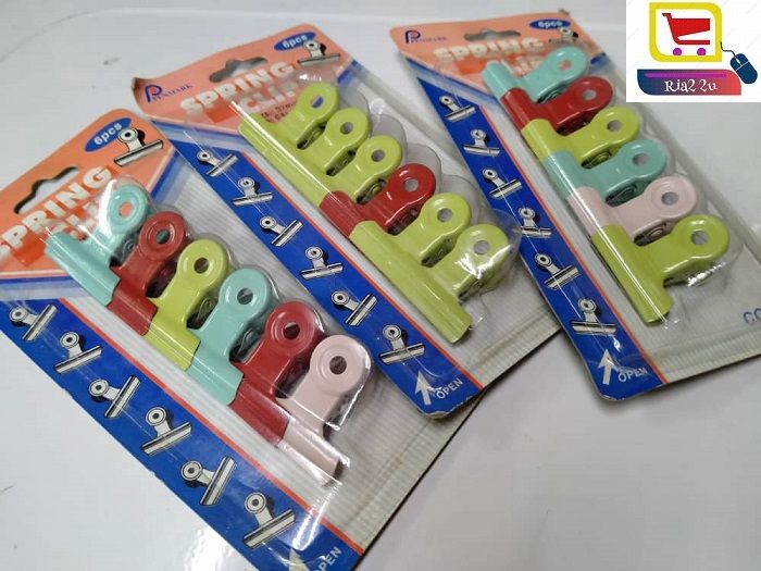 Colourfull Metal Spring Clip 1 1/4" (32mm) Pack og 6pcs