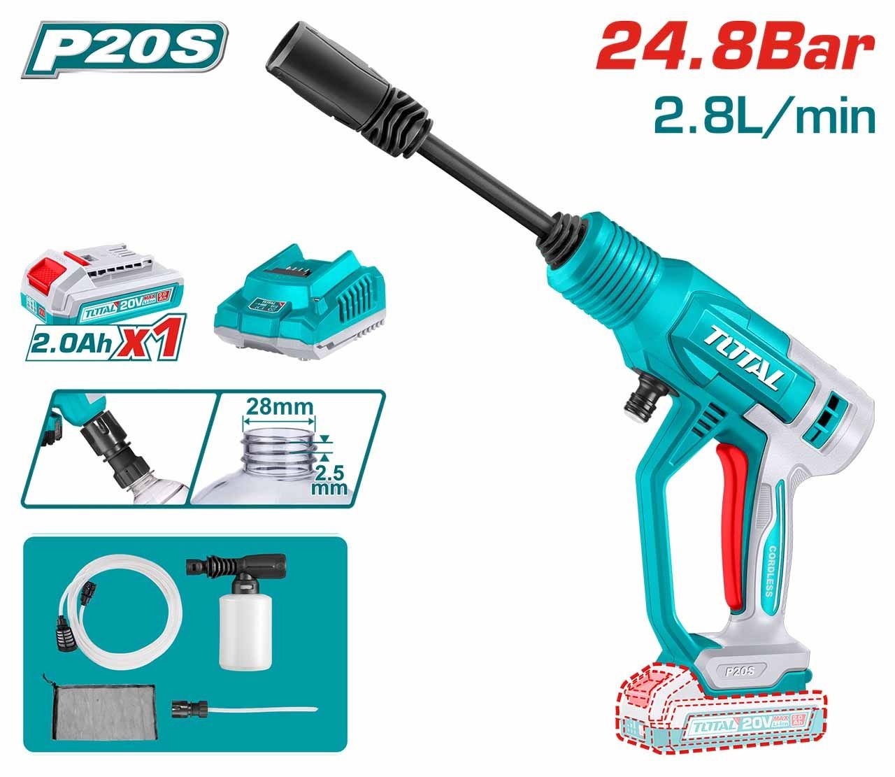 TOTAL TPWLI20362 Li-ion Pressure Washer